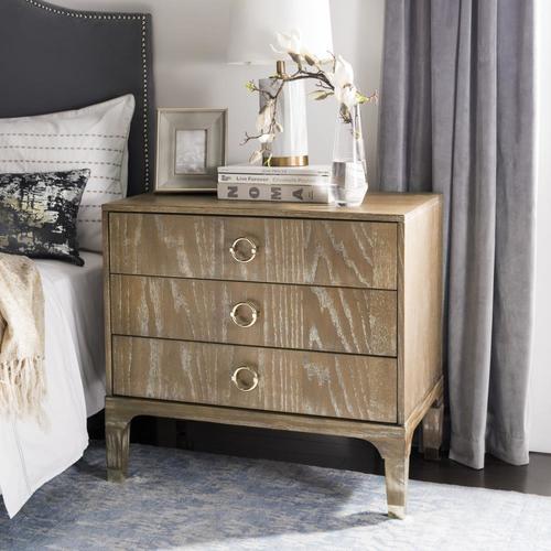 Safavieh Lorna 3 Drawer Contemporary Night Stand (Rustic Oak) in the