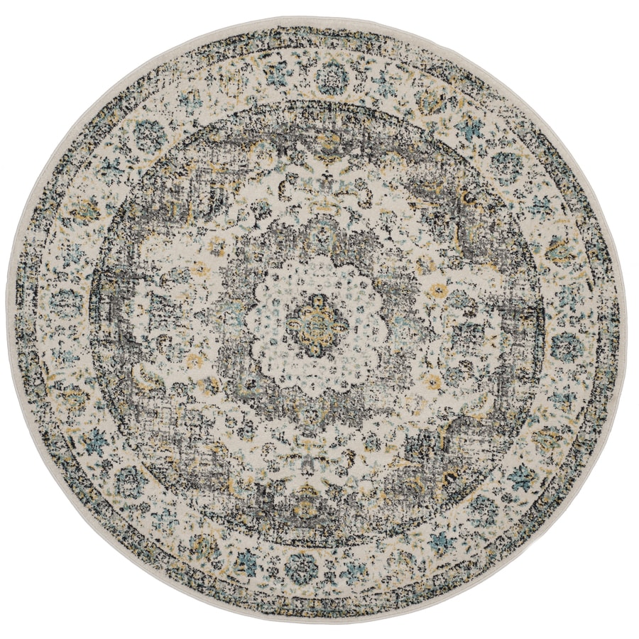 Safavieh Evoke Savoy Gray Gold Round Indoor Oriental Area Rug Safavieh Evoke Savoy Gray Gold Round Indoor Oriental Area Rug Common 7 X