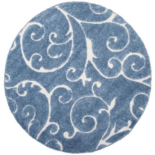 Safavieh Florida Scroll Shag Light Blue/Cream Round Indoor Area Rug