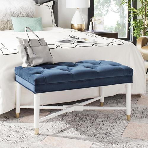 Safavieh Rory Modern Navy White Accent Bench At Lowes Com