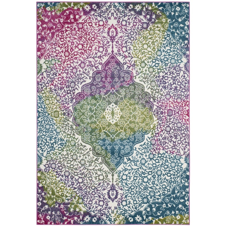 Safavieh Watercolor Holden 5 X 8 Ivory Fuchsia Indoor Abstract Area Rug In The Rugs Department At Lowes Com