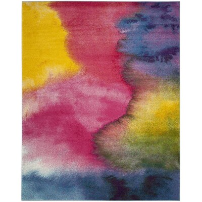 Safavieh Watercolor Bella 7 x 9 Green/Fuchsia Indoor Abstract Area Rug Safavieh Watercolor Bella 7 x 9 Green/Fuchsia Indoor Abstract Area Rug