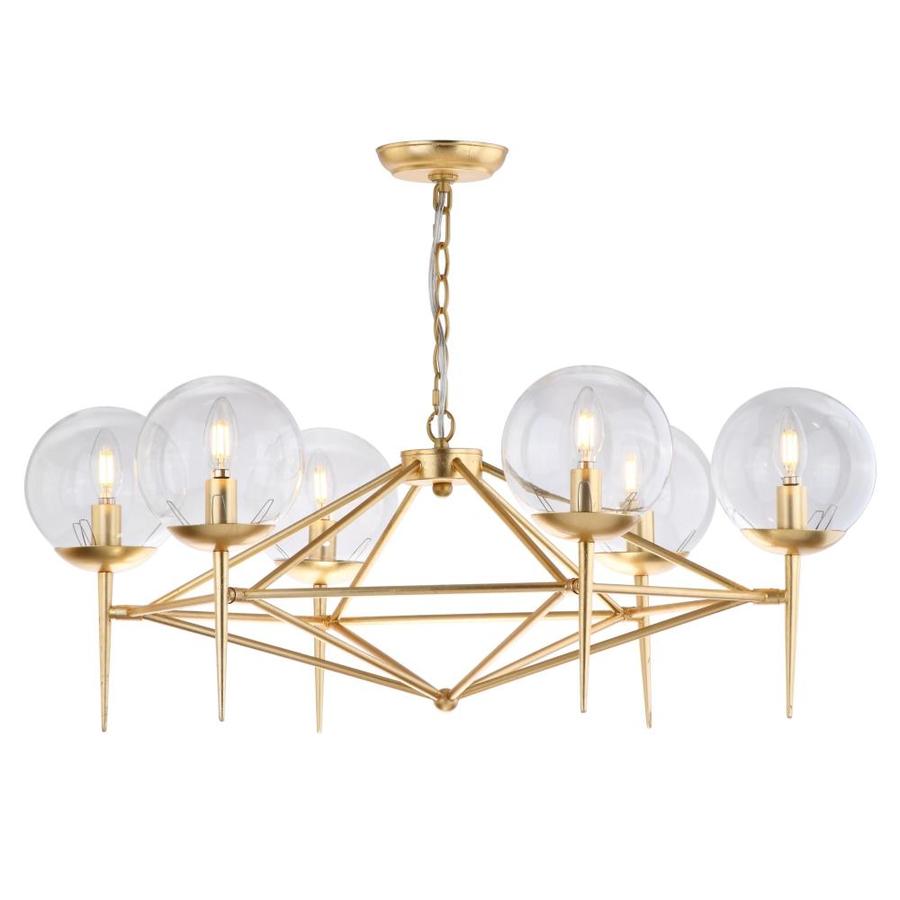 Safavieh Greyor Gold Glam Clear Glass Geometric LED Pendant Light in