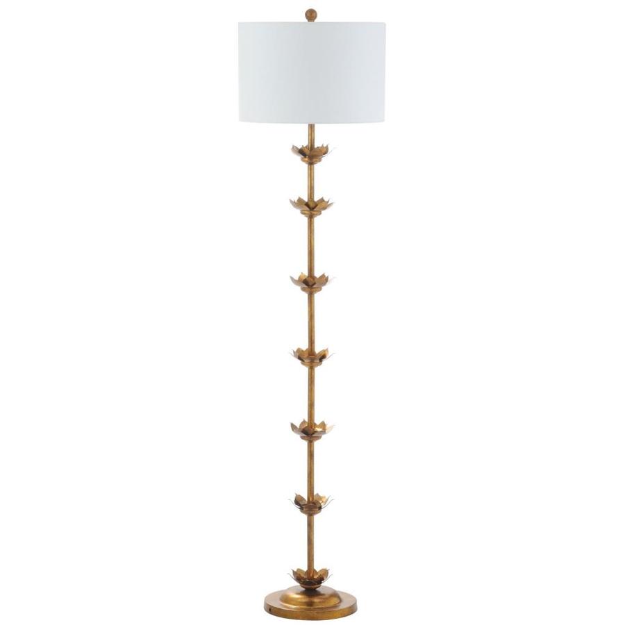 Safavieh Landen 63 5 In Antique Gold Rotary Socket Floor Lamp Safavieh Landen 63 5 In Antique Gold Rotary Socket Floor Lamp With Fabric Shade