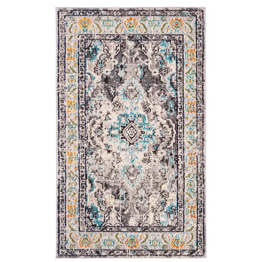 Safavieh Monaco Mahal Gray Light Blue Indoor Oriental Throw Rug Safavieh Monaco Mahal Gray Light Blue Indoor Oriental Throw Rug Common 3 X
