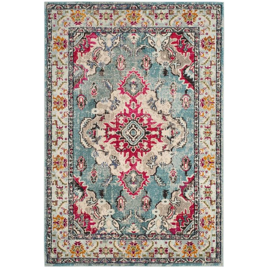 Safavieh Monaco Mahal Light Blue Fuchsia Indoor Oriental Area Safavieh Monaco Mahal Light Blue Fuchsia Indoor Oriental Area Rug Common 8 X