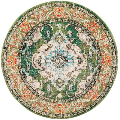 Safavieh Monaco Mahal Forest Green Light Blue Round Indoor