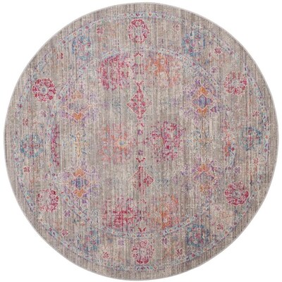 Safavieh Windsor Anatolia 6-ft x Round 6 Gray/Fuchsia Indoor Distressed/Overdyed Vintage Area Rug Safavieh Windsor Anatolia 6-ft x Round 6 Gray/Fuchsia Indoor Distressed/Overdyed Vintage Area Rug
