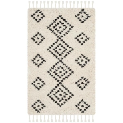 Safavieh Moroccan Fringe Sair Cream Charcoal Indoor Safavieh Moroccan Fringe Sair