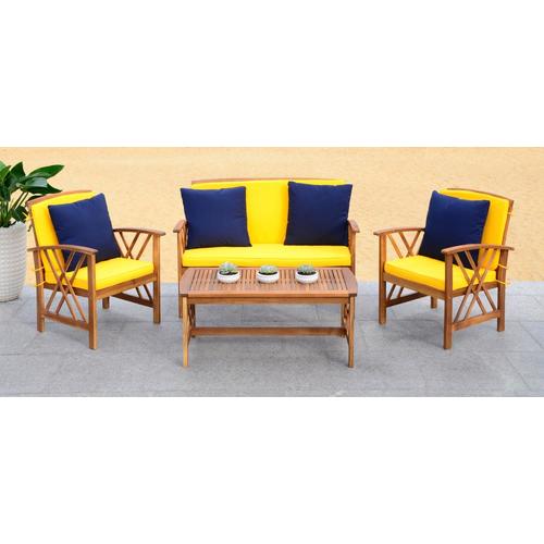 Safavieh Fontana 4-Piece Wood Frame Patio Conversation Set ... Safavieh Fontana 4-Piece Wood Frame Patio Conversation Set ... on Safavieh Fontana Patio Set id=58900