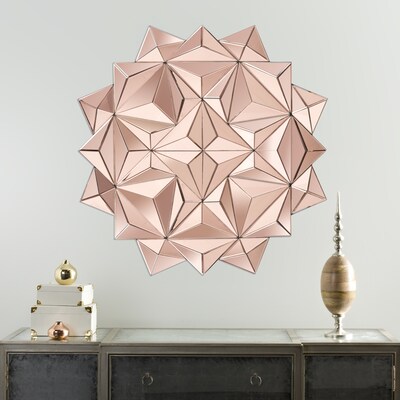 Rosby 36 In L X 39 W Round Copper Beveled Wall Mirror