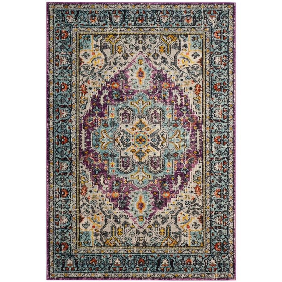 Safavieh Monaco Reso Violet Light Blue Indoor Distressed Area Safavieh Monaco Reso Violet Light Blue Indoor Distressed Area Rug Common 4 X