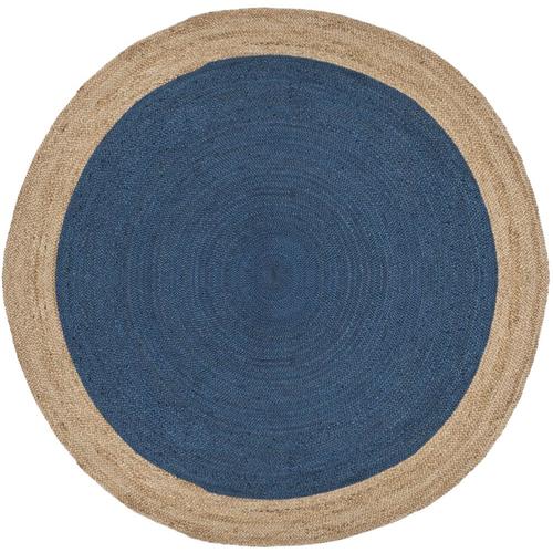 Safavieh Natural Fiber Cira Royal Blue/Natural Round Indoor Coastal Area Rug 8 x 8
