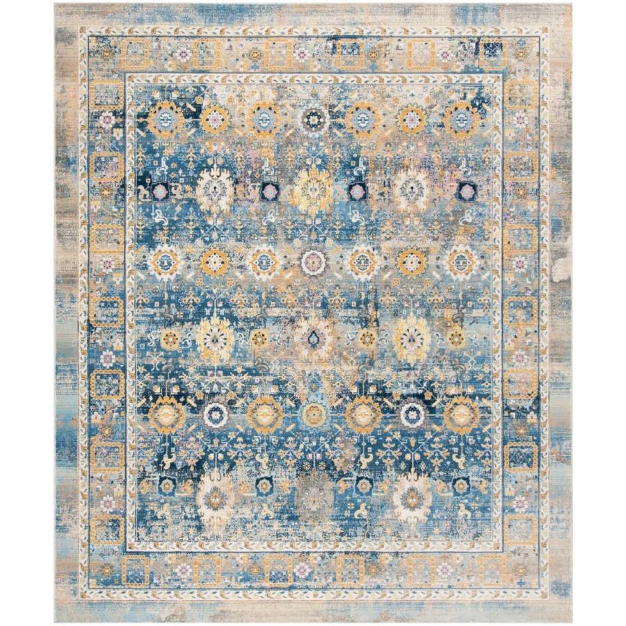 Safavieh Claremont Chystie Blue Gold Indoor Distressed Area Rug Safavieh Claremont Chystie Blue Gold Indoor Distressed Area Rug Common 8 X 10