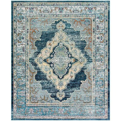 Safavieh Crystal Emory Blue Yellow Rectangular Indoor Machine Made