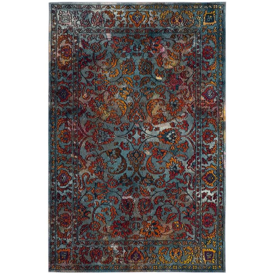 Safavieh Crystal Bethel Light Blue Orange Indoor Distressed Safavieh Crystal Bethel Light Blue Orange Indoor Distressed Area Rug Common 5 X