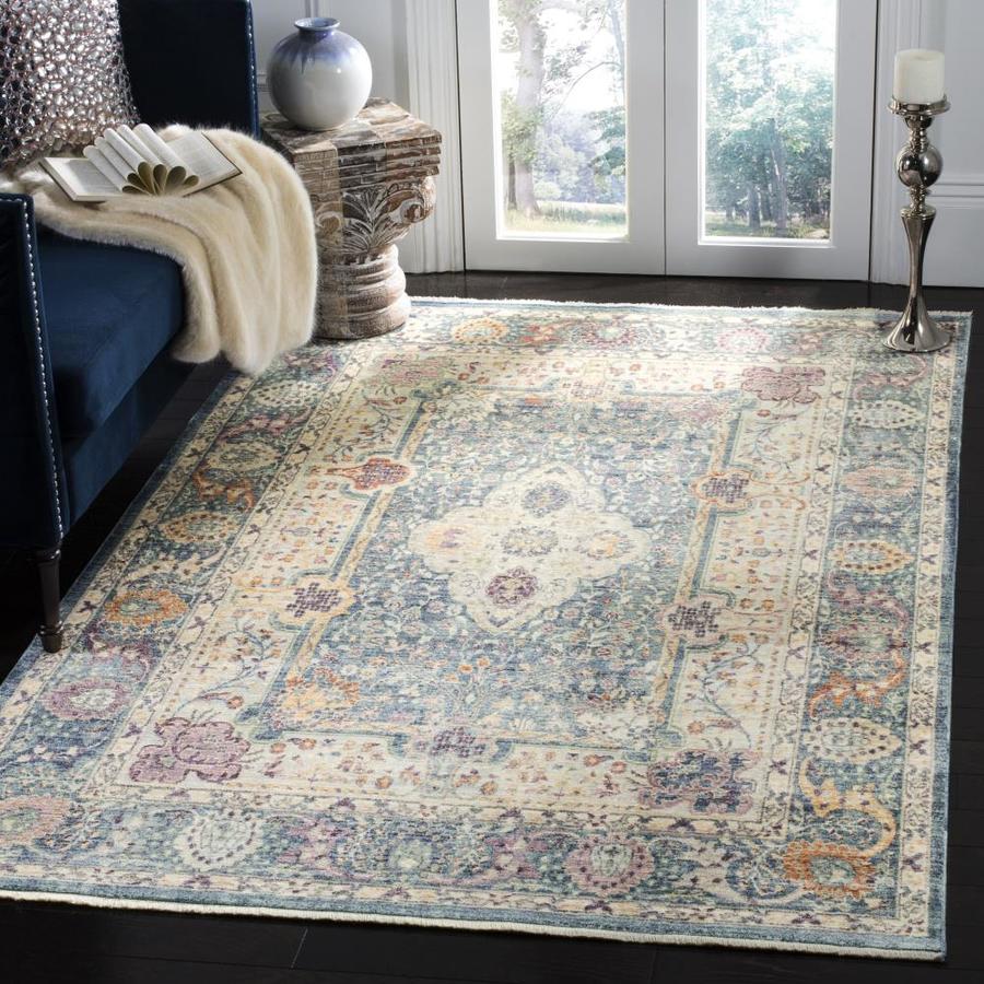 Safavieh Illusion Karmen 8-ft x 10-ft (Teal/Cream) Teal/Cream Indoor ...