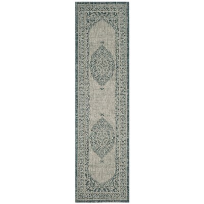 Safavieh Courtyard Napa 2 x 8 Light Gray/Teal Indoor/Outdoor Floral/Botanical Coastal Runner Safavieh Courtyard Napa 2 x 8 Light Gray/Teal Indoor/Outdoor Floral/Botanical Coastal Runner