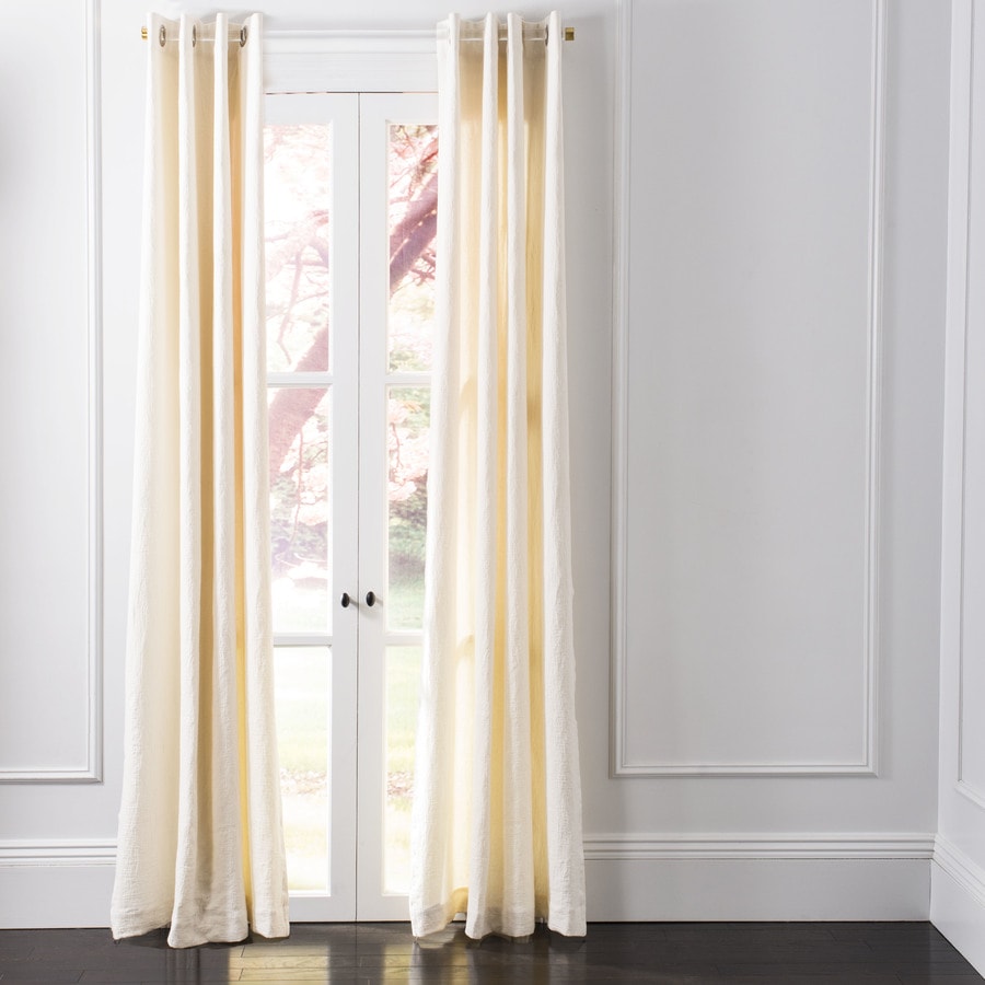 Safavieh Grevena 84 In Ivory Linen Semi Sheer Single Curtain Panel