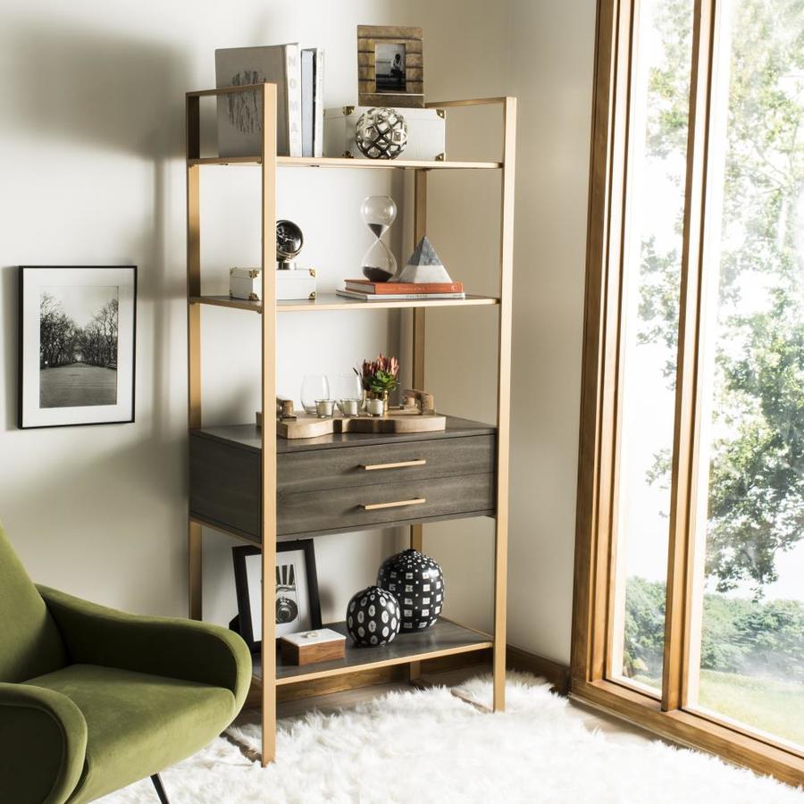 Safavieh Skylar Gold/Gray Oak Metal Etagere at