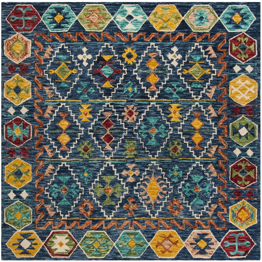 Safavieh Aspen Navy Gold Square Indoor Handcrafted Global Area Rug