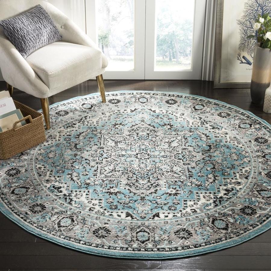 Safavieh Skyler Pasah 7 x 7 Blue/Ivory Round Indoor Floral/Botanical ...