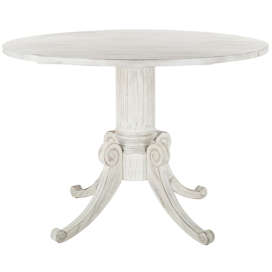 Safavieh Forest Antique White Round Drop Leaf Dining Table Wood With Antique White Wood Base In The Dining Tables Department At Lowes Com