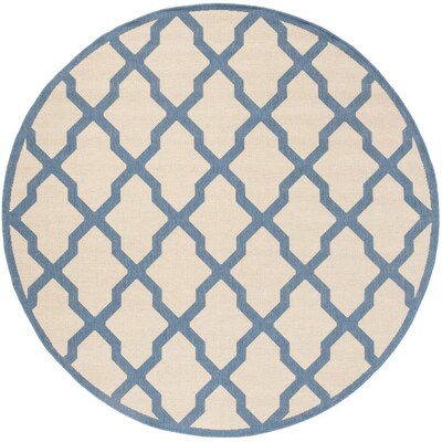 Safavieh Linden Mosaic Cream Blue Round Indoor Machine Made