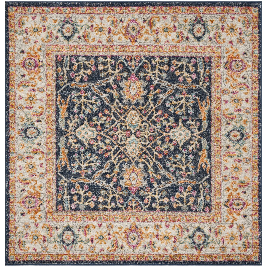Safavieh Madison Toila Navy/Creme Square Indoor MachineMade Oriental Area Rug 5 x 5