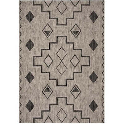 Safavieh Courtyard Tahoe Gray Black Indoor Outdoor Coastal Area Safavieh Courtyard Tahoe Gray Black