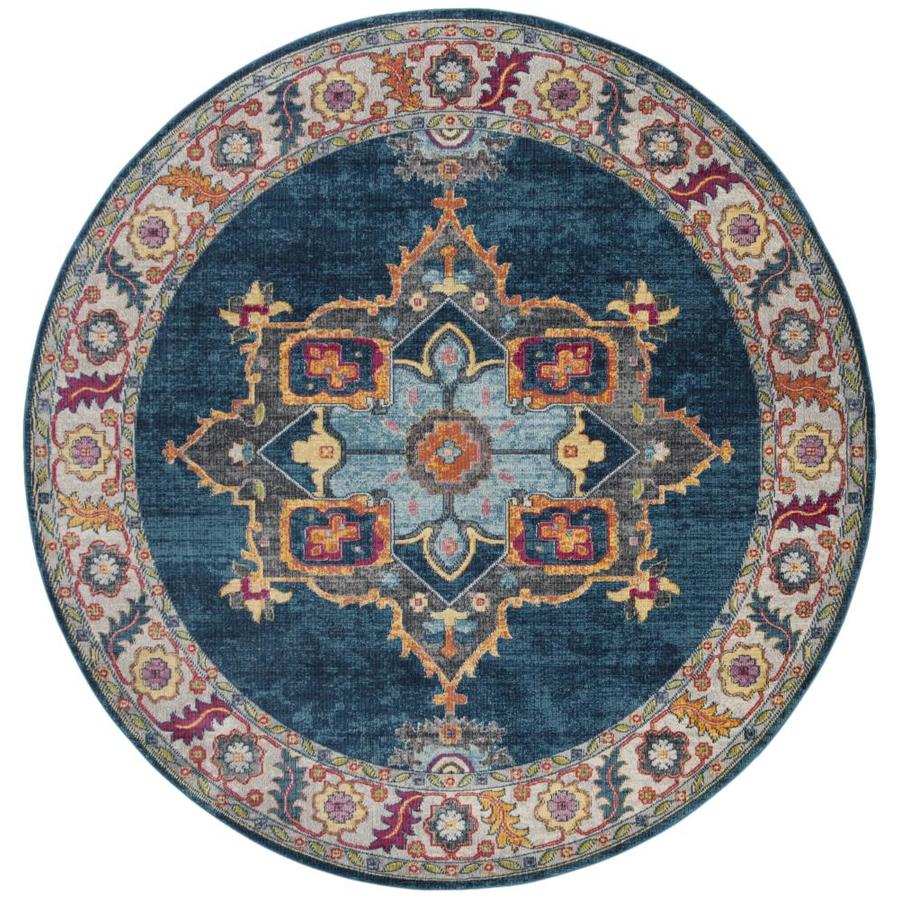 Safavieh Merlot Peri Blue/Multi Round Indoor MachineMade Oriental Area Rug 7 x 7