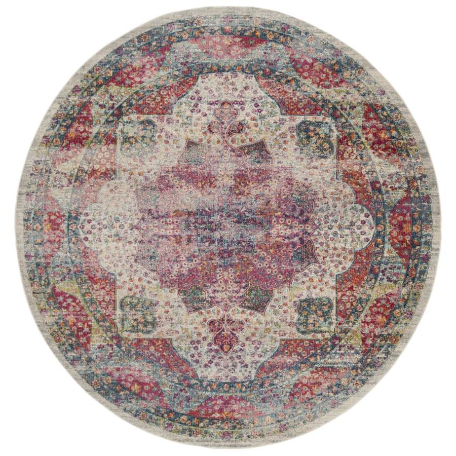 Safavieh Merlot Angra Cream/Multi Round Indoor MachineMade Oriental Area Rug 7 x 7