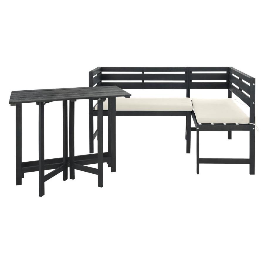 Safavieh Wilton 2 Piece Gray Wood Frame Patio Set With Beige Safavieh Wilton 2 Piece Gray Wood Frame Patio Set With Beige Cushions