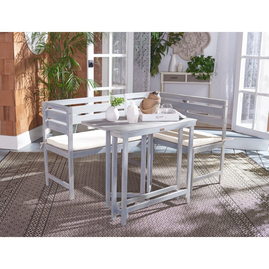 Safavieh Wilton 2 Piece Gray Wood Frame Patio Set With Navy Cushions Safavieh Wilton 2 Piece Gray Wood Frame Patio Set With Navy Cushions