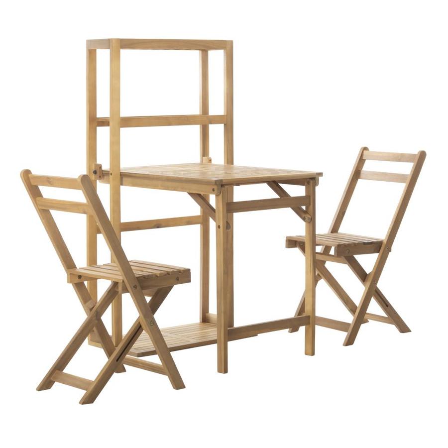 Safavieh Wilton 3 Piece Brown Wood Frame Patio Set With At Com Safavieh Wilton 3 Piece Brown Wood Frame Patio Set With