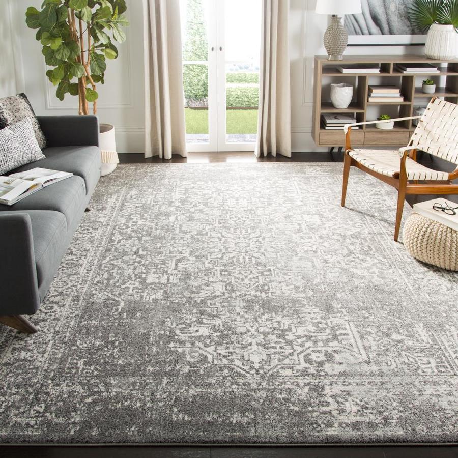 Safavieh Evoke Isla 9 x 9 Gray/Ivory Square Indoor Distressed/Overdyed ...