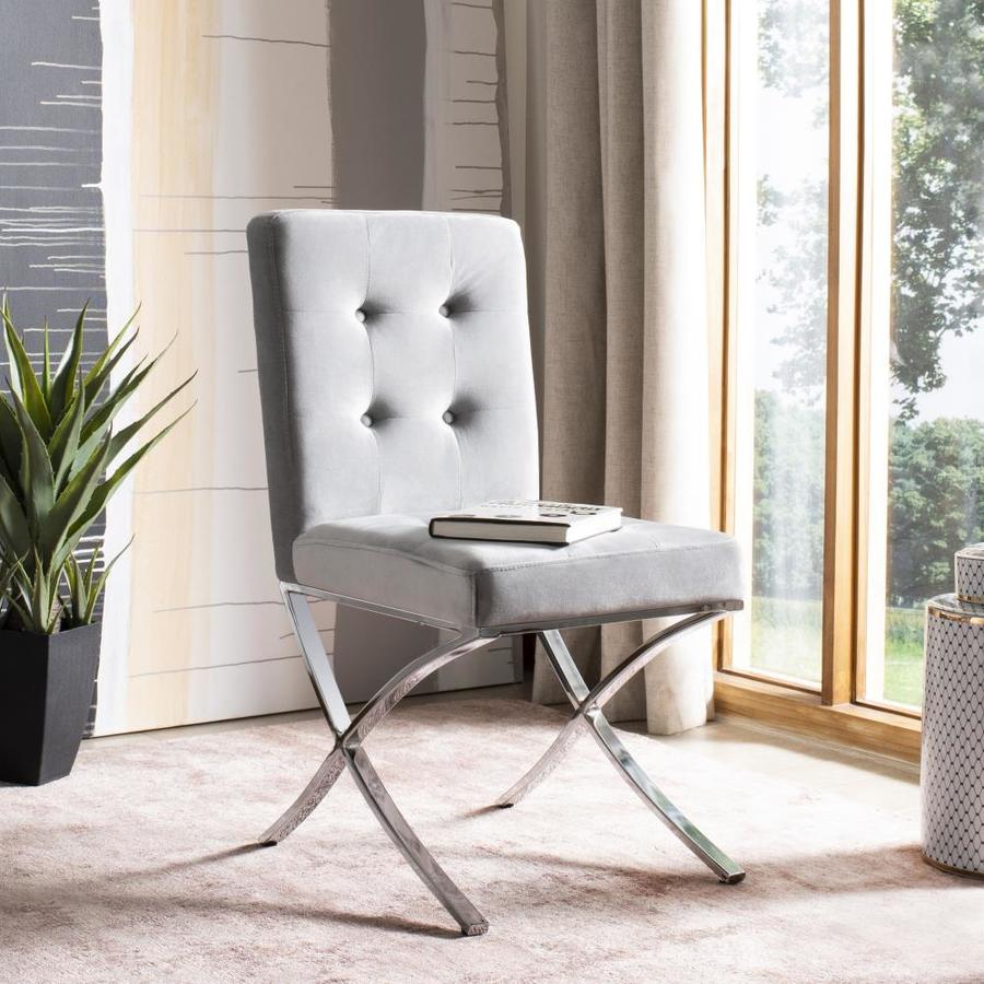 Safavieh Walsh Modern Gray Chrome Velvet Accent Chair At Lowes Com