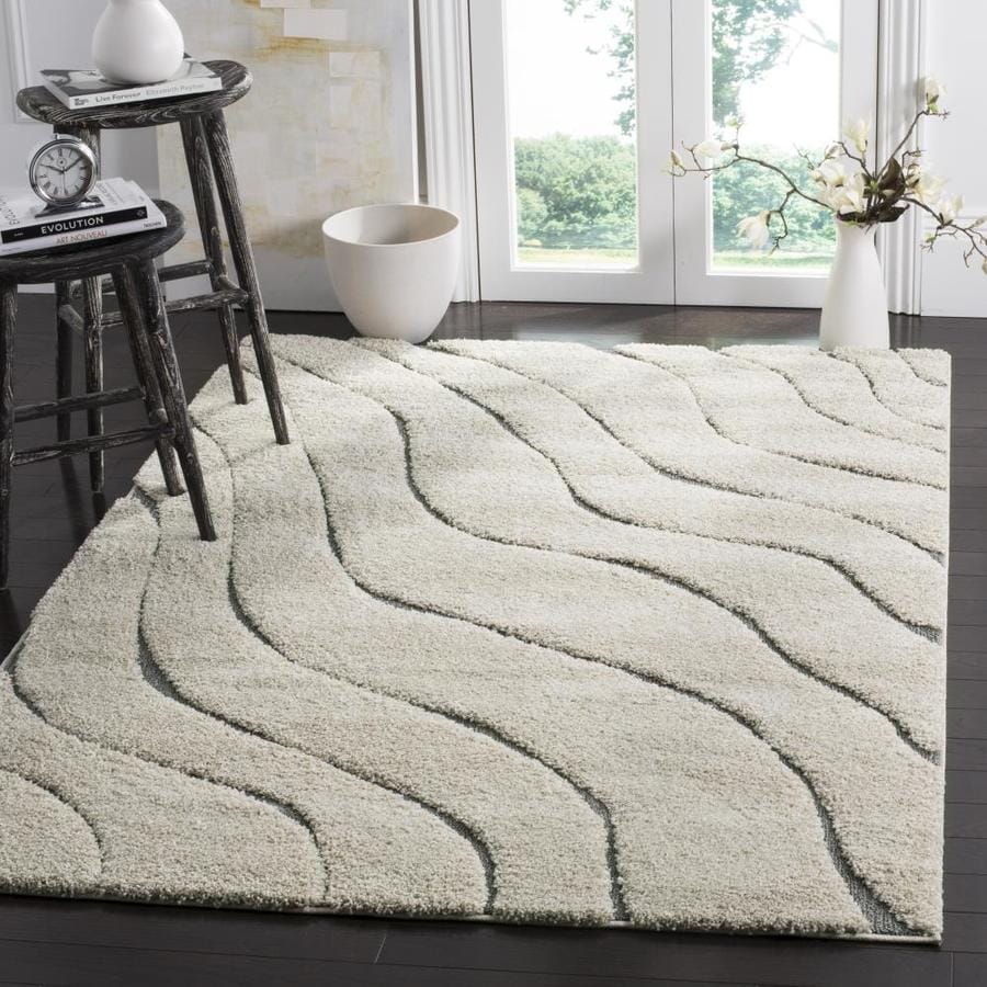 Safavieh Florida Waves Shag 9 x 12 Cream/Gray Indoor Abstract Area Rug ...