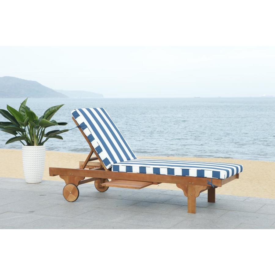 Safavieh Newport Eucalyptus Chaise Lounge Chair with Navy and White