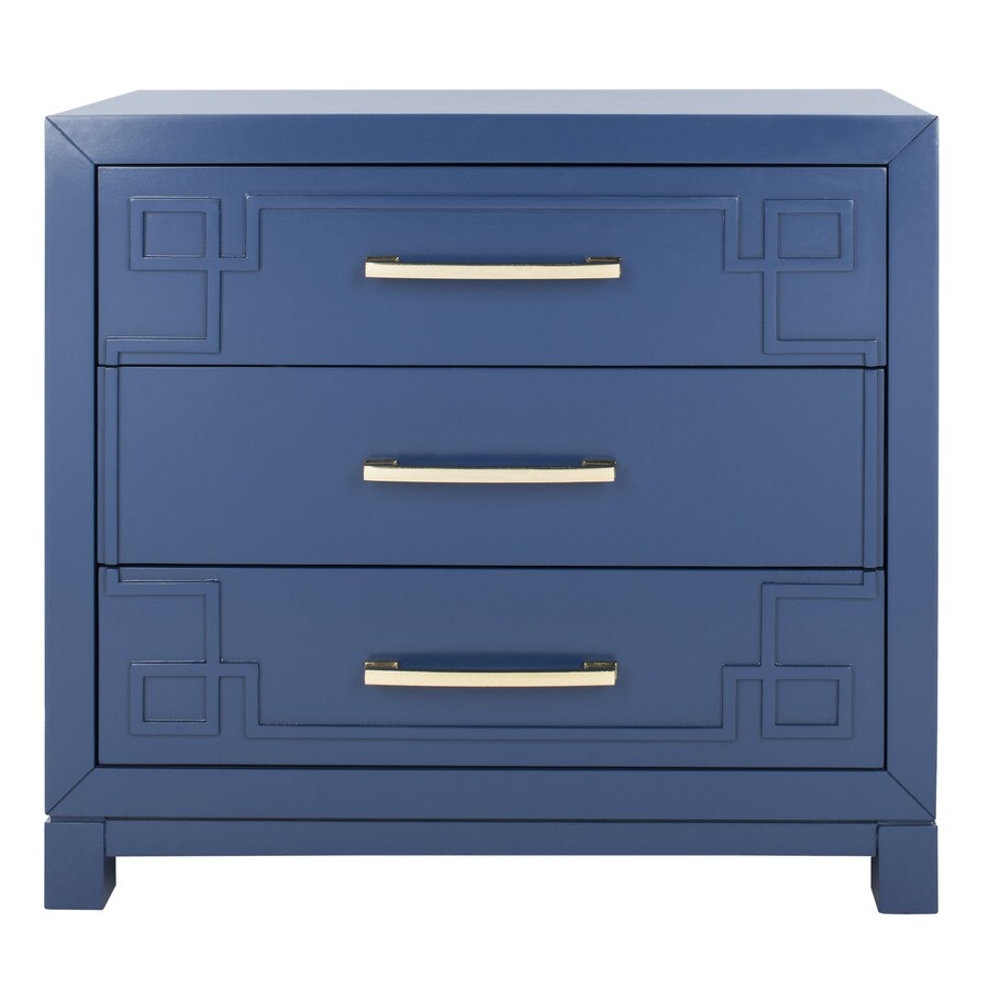 Safavieh Raina Lapis Blue Gold Pine 3 Drawer Chest In The Chests Department At Lowes Com