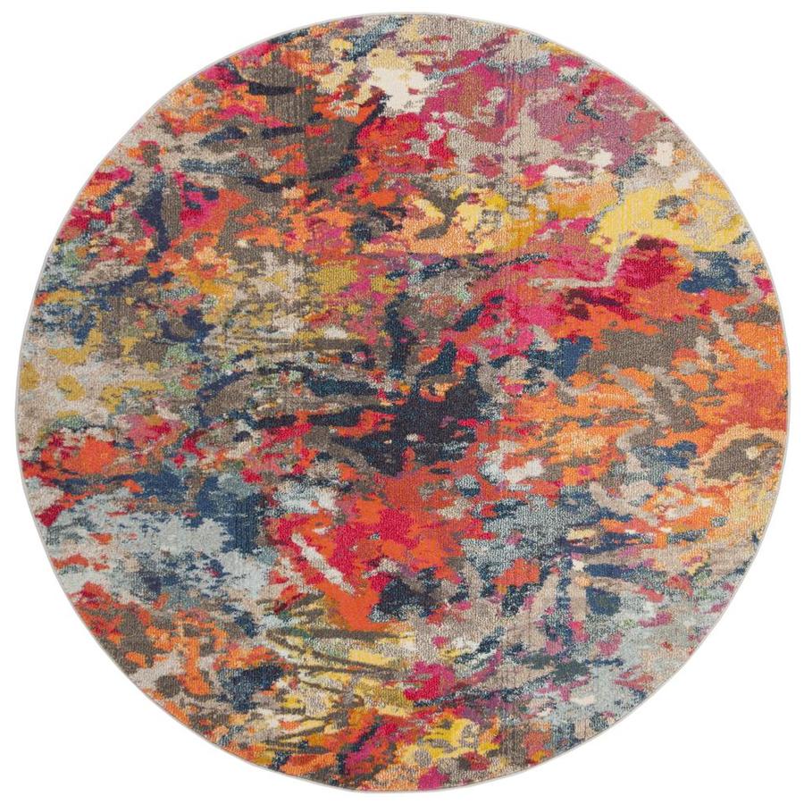 Safavieh Monaco Overton 7 x 7 Blue/Orange Round Indoor Abstract