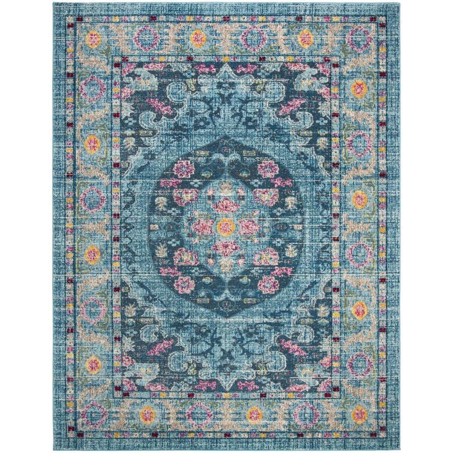 Safavieh Madison Selkirk Light Blue Fuchsia Rectangular Indoor