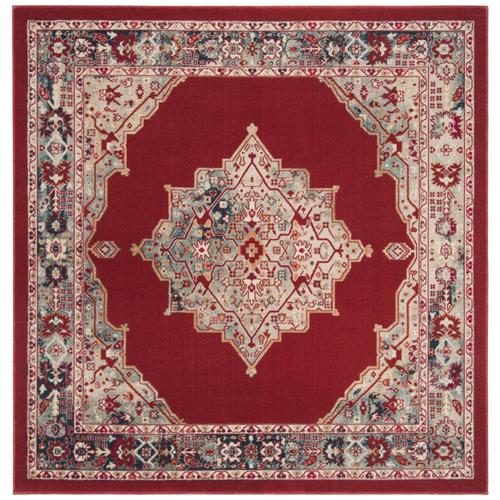 Safavieh Merlot Mitra Red/Aqua Square Indoor MachineMade Oriental Area Rug 6 x 6