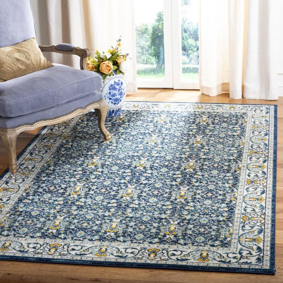 Safavieh Madison Khotan 6 x 9 Navy/Creme Indoor Floral/Botanical French ...