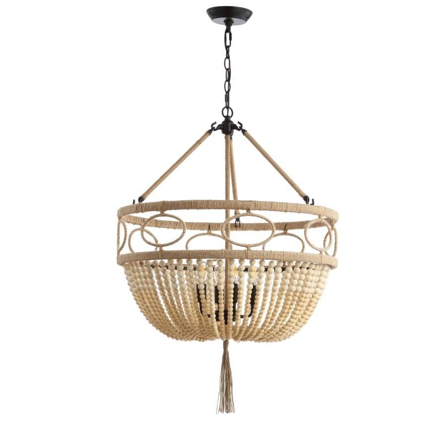 Safavieh Whitley Brown Wooden /Dark Gray Pendant Light Bohemian/Global Bowl LED Pendant Light