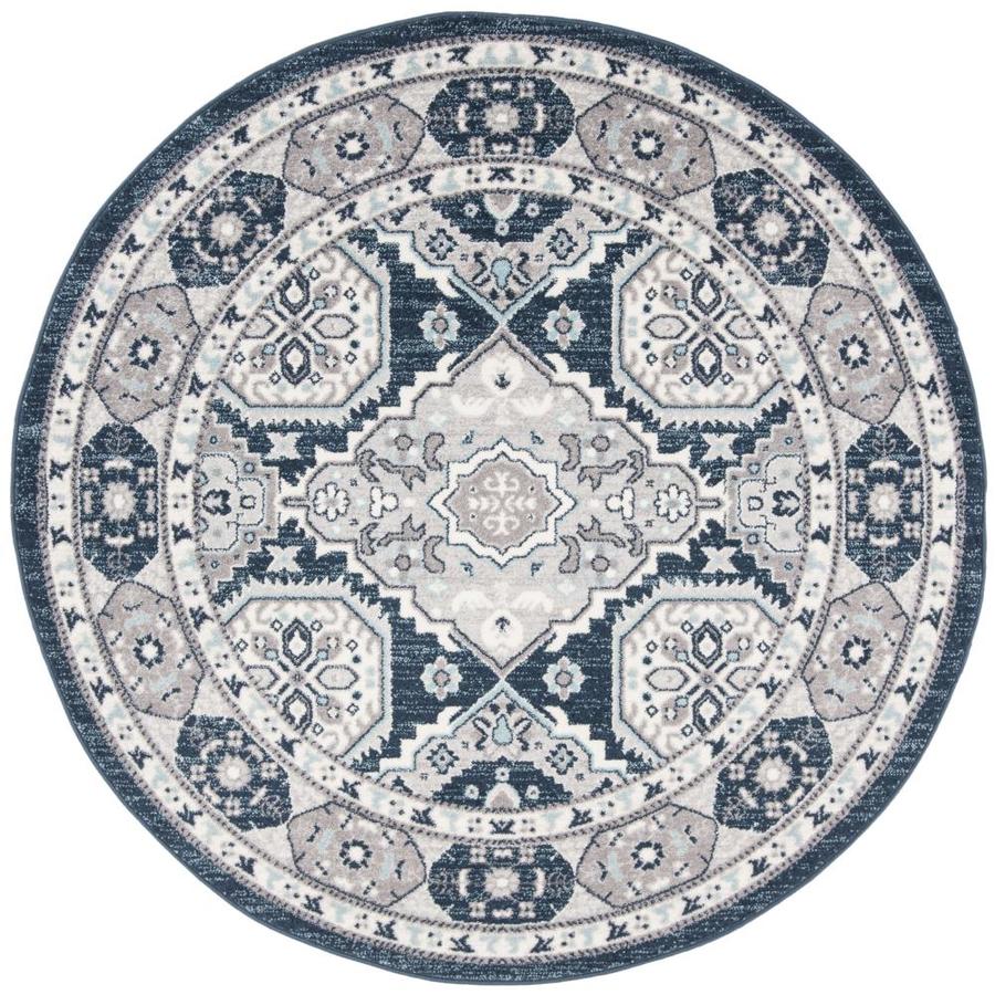 Safavieh Madison Magne Navy/Gray Round Indoor Farmhouse/Cottage Area
