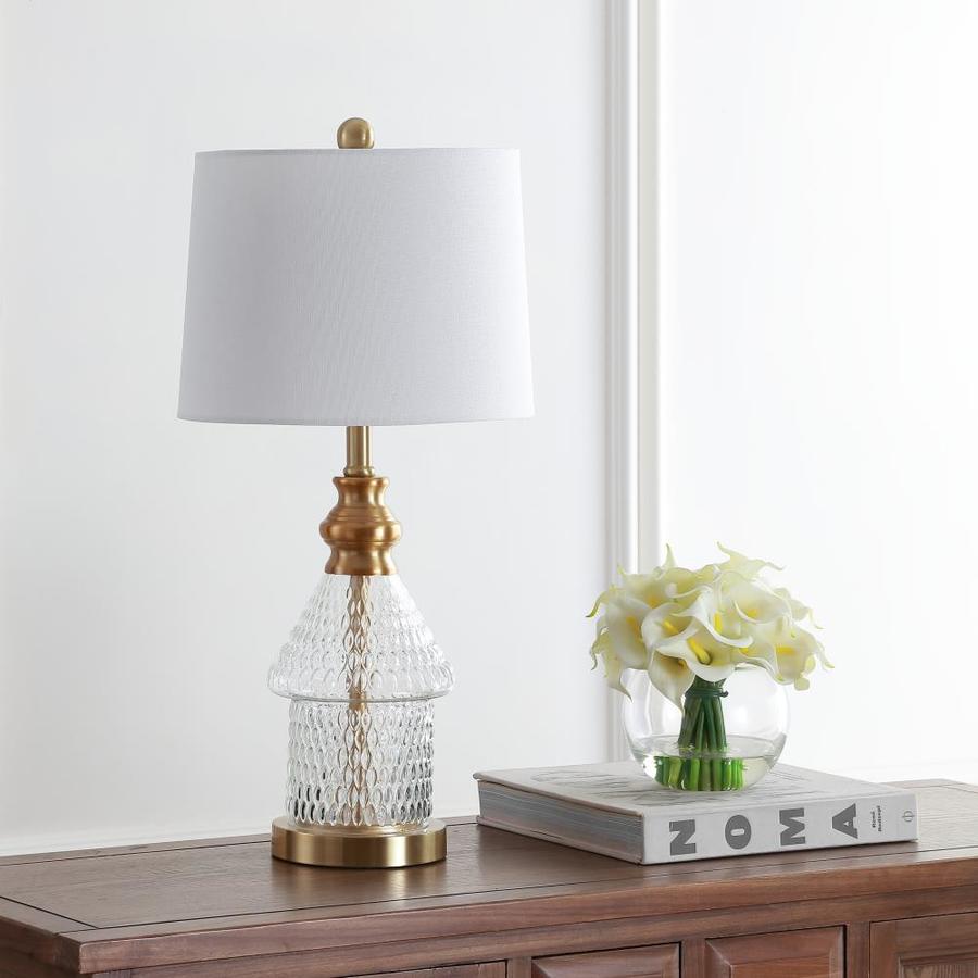 Safavieh Camden 24.5-in Clear/Brass Gold LED Rotary Socket Table Lamp ...