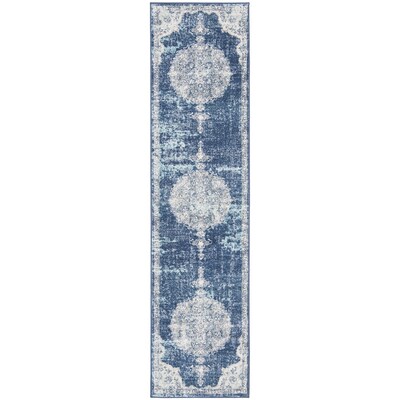 Safavieh Brentwood Rosa 2 x 8 Navy/Ivory Indoor Distressed/Overdyed Vintage Runner Safavieh Brentwood Rosa 2 x 8 Navy/Ivory Indoor Distressed/Overdyed Vintage Runner