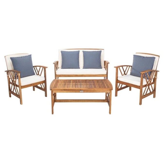 Safavieh Fontana 4-Piece Wood Frame Patio Conversation Set ... Safavieh Fontana 4-Piece Wood Frame Patio Conversation Set ... on Safavieh Fontana Patio Set id=76405