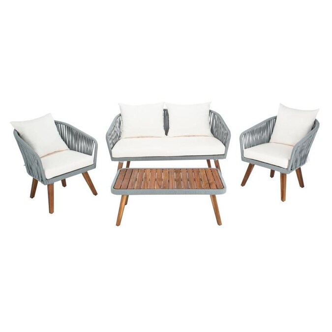 Safavieh Ransin 4-Piece Wood Frame Patio Conversation Set ... Safavieh Ransin 4-Piece Wood Frame Patio Conversation Set ... on Safavieh Ransin id=74714